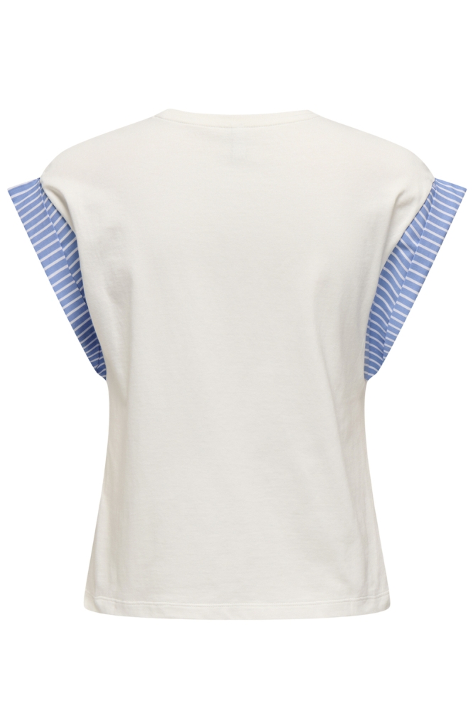 ONLDAWN LIFE S/S O-NECK MIX TOP JRS 15346440 CLOUD DANCER/WOVEN SOFT